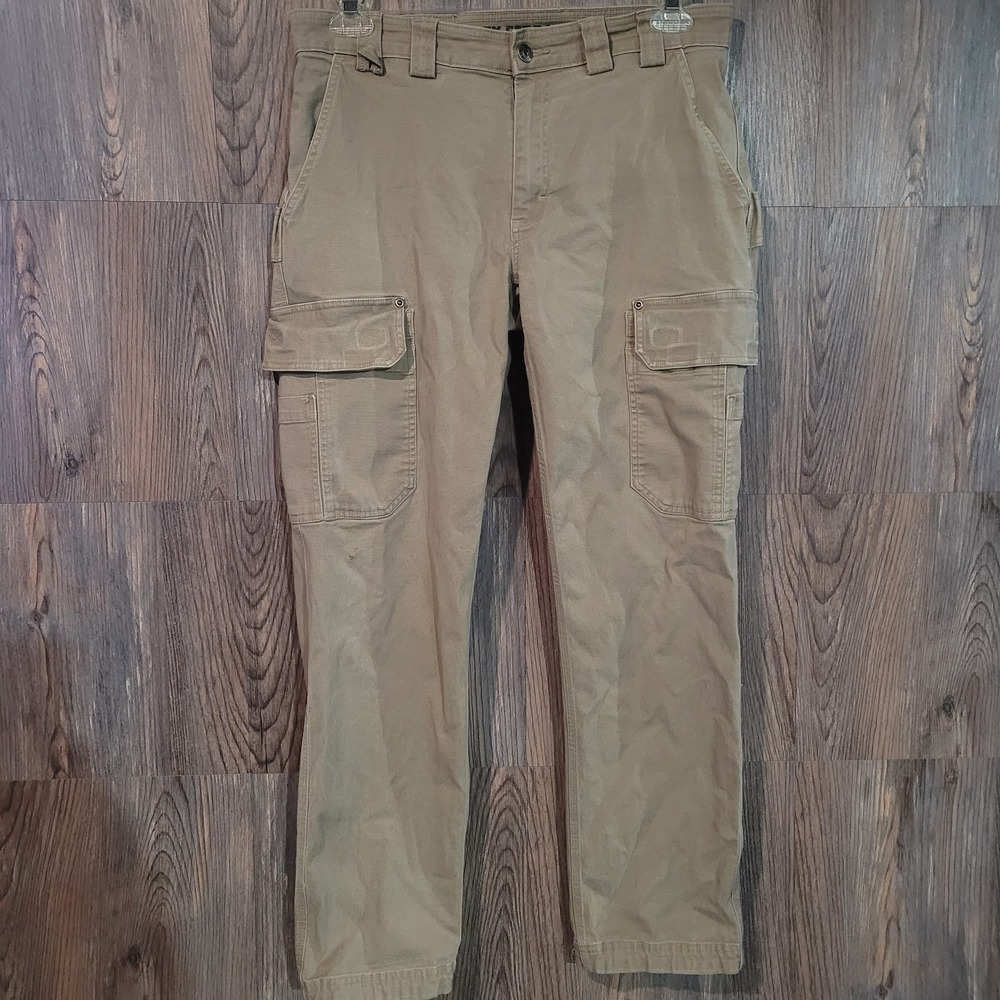 Duluth Flex Fire Hose Cargo Work Pants 34 x 30 Standard Fit Khaki Canvas Utility